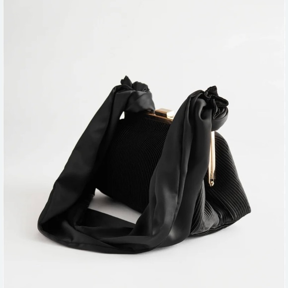 &Other Stories Party Pleated Satin Knot Handle Bag Pouch Bag - Picture 2 of 10
